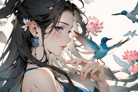 13005-3374052599-masterpiece,(masterpiece, top quality, best quality),1girl, long hair, bird, flower, black hair, lotus, solo, hair ornament, dre.png